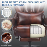 700lbs Big and Tall Office Chair with Footrest&Adjustable Lumbar Pillow,Large Heavy Duty Executive Office Chair-Wide Seat,Ergonomic High Back Computer Chairs for Heavy People,Dual Rubber Wheels,Brown BIGGARSIT