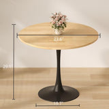 NestLude 24" Black Round Dining Table for 2-4 People, Modern Kitchen Table Mid Century Coffee Table for Small Places Dining Room Living Room Cafe (Wood) NestLude