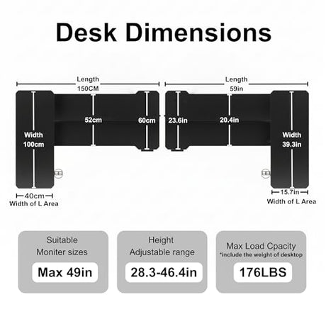 Acrolix 59 Inch L Shaped Standing Desk Adjustable Height, Electric Corner Standing Desk, Sit Stand Computer Table with Reversiable Splice Board,White Acrolix