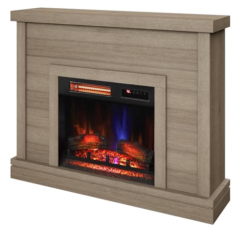 duraflame® Shiplap Wall Mantel Electric Fireplace, Barstow Acacia Duraflame