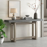 Merax Wood Entryway Console Table, Modern Line Frame with Industrial Concrete Top, for Living Room/Hallway/Foyer, Grey Merax