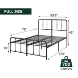 Zinus Leonardo Metal Platform Bed Frame, Victorian Spindle Style Headboard and Footboard, Heavy Duty Bed Base, Ample Underbed Space, Full Zinus