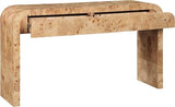 Meridian Furniture 269-S Cresthill Collection Mid-Century Modern Console Table with Ash Burl Wood, Natural Ash Finish, Curved Art Deco Design, 54" W x 14" D x 30" H, Natural Meridian Furniture