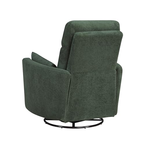 Lexicon Modern Swivel Glider Recliner Chair - Quiet 360 Swivel Chair, Durable Microfiber Upholstered, 2 Pillows, Manual Reclining for Living Room, Small Spaces, Nursery, Apartment, Bedroom, Green