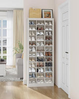 Hzuaneri Shoe Storage Cabinet, 36 Pairs Free Standing Closet Organizer, 9 inch Widened Cell Wood Shoe Organizer, 12 Tiers Vertical Space Saving Shoe Rack for Entryway, Cloakroom, White SR20703X Hzuaneri