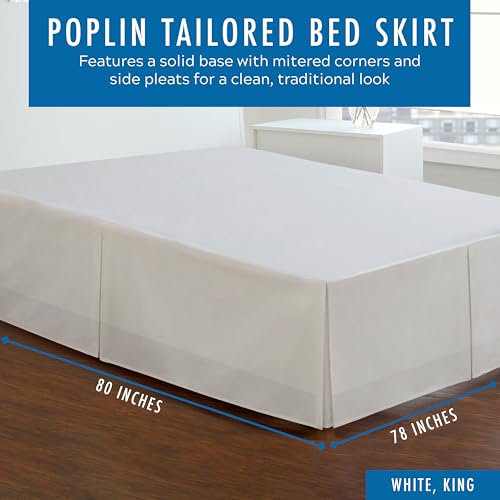 Fresh Ideas Bedding Tailored Bedskirt, Classic 14” Drop Length, Pleated Styling, King, White, (Model: FRE20114WHIT04) FRESH IDEAS