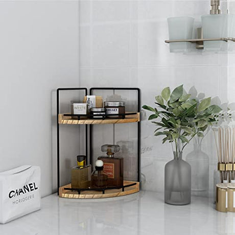Dorhors Brown 2-Tier Bathroom Counter Organizer and Vanity Shelf Dorhors
