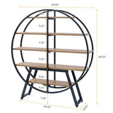 Tribesigns 67-Inch Industrial Round Etagere Bookshelf - 5-Tier Oak and Metal Display Stand Tribesigns