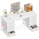 ODK 48 Inch Vanity Desk with 8 Fabric Drawers, Modern Makeup Desk for Bedroom & Dressing Room with Large Storage, Ideal for Home Office, Study, Pure White ODK