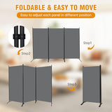 6 FT Tall Room Divider Screen Fabric Wall Divider with Metal Frame, 3 Panel Folding Privacy Screens, Portable Room Divider Panel, Freestanding Room Divider Partition for Office Bedroom Study, Grey CHOSENM