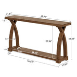 Tribesigns 63-Inch Narrow Solid Wood Console Table, Farmhouse Entryway Table Behind Sofa with 2-Tier Storage for Entrance, Foyer, Living Room, Dark Brown Tribesigns