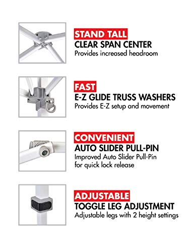 E-Z UP Envoy Outdoor Canopy Pop Up Tent, 10' x 10', Roller Bag, 4-Piece Spike Set, Recreational Grade, Royal Blue Top E-Z UP