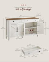 VASAGLE LIRY Collection - Buffet Cabinet, Coffee Bar Cabinet with 2 Drawers, Adjustable Shelves, Sideboard Storage with Cable Holes, Drawer Dividers, Rustic White and Honey Brown UBBK381W01 VASAGLE