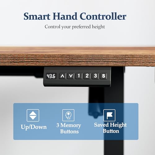 Klicelor L Shaped Standing Desk 63 x 55 Inch, Electric Height Adjustable Corner Desk for Home Office Workstation, Ergonomic Sit Stand Computer Table with Memory Controller, Rustic Brown Klicelor