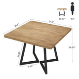 Tribesigns Square Dining Table Set of 6, 31.5" Farmhouse Dinner Table with Metal Base, Wood Kitchen Table for Dining Room, Small Space, Apartment, Rustic Brown & Black Tribesigns