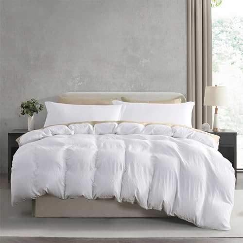 Hearth & Harbor Queen Duvet Cover Set - Queen Soft Prewashed White Duvet Cover, 3 Piece Set with Zipper Closure, 1 Duvet Cover 90x90 inches and 2 Pillow Shams Hearth & Harbor