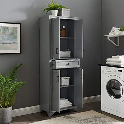 Crosley Furniture Tara Pantry, Distressed Gray - WoodArtSupply