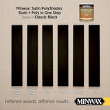 Minwax PolyShades Wood Stain + Polyurethane Finish – ½ Pint, Classic Black, Satin Minwax