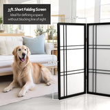 3 ft. Short Double Cross Shoji Screen - Black - 3 Panels Red Lantern