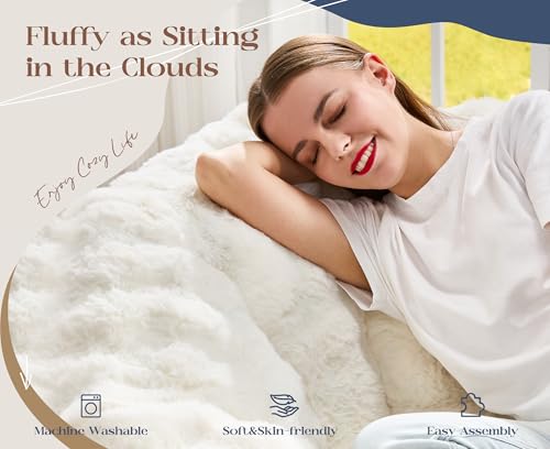Hobestluk Sofa Couch Foam Sofa for Small Spaces Comfy Sofas with Footrest Couch Recliner Small Sofas for Living Room, Bedroom, Apartment (White)