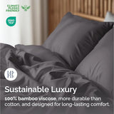 100% Rayon Derived From Bamboo - Bamboo Sheets Twin Size - Cooling Sheets for Twin - Soft, Breathable & Hotel Luxury Bedding - 1 Flat & 1 Fitted & 1 Pillowcase with 16 Inch Deep Pockets - Dark Grey CGK Unlimited