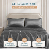 Casa Platino Satin Twin Sheets - Silky Soft Twin Sheet Set with 15 Inch Deep Pocket Fitted Sheet, Luxurious Feel, Silky Smooth,Makes for a Great Nights Sleep, Stylish Finish - Dark Gray Casa Platino