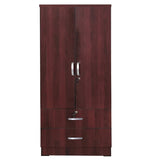 Pemberly Row 72" H Contemporary Engineered Wood Wardrobe Armoire with 2 Lockable Smooth Doors & 2 Full Size Drawers, Assembly Required, in Mahogany Finish Pemberly Row