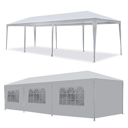 Smartxchoices 10' x 30' Outdoor White Waterproof Gazebo Canopy Tent with Removable Sidewalls and Windows Tent for Party Wedding Events Beach BBQ - WoodArtSupply