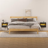 Veegle White Floating Nightstand with Charging Station and LED Lights (Black) Veegle