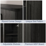 BELLEZE 66" TV Stand with 36" Electric Fireplace, Wood Console Table for TVs up to 75 Inches, Entertainment Center with Storage Cabinets for Living Room, Bedroom - Portman (Espresso Black) BELLEZE