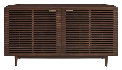 Crosley Furniture Cameron Corner Record Player Cabinet Turntable Stand, Storage for up to 230 Vinyl Records, Brown Crosley Furniture