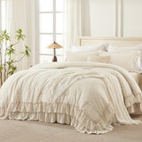 Andency Beige Twin Size Comforter Set, 2 Pieces Boho Lightweight Fluffy Ruffle Bedding Set & Collections, All Season Soft Microfiber Farmhouse Shabby Chic Bed Set for Kids (66x90In Comforter) Andency