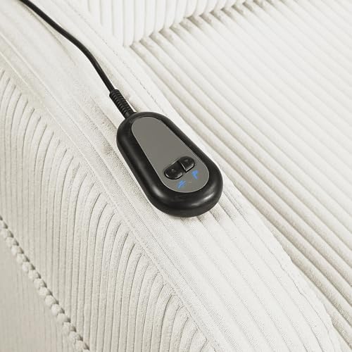 Lexicon Power Lift Recliner Chair for Elderly with Remote Control, Gentle Lift Motion, Side Pocket Armrest, Corduroy Upholstered Electric Recliner for Living Room/Bedroom, Easy Assembly, Beige Lexicon