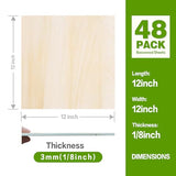 Basswood Sheets 12"x12"x1/8",3mm Basswood for Laser Cutting,Thin Plywood Board Unfinished Wood for Crafts, DIY Architectural Models Making, Wood Engraving (12inchx12inch-1/8-48Packs) Qdpgyuan