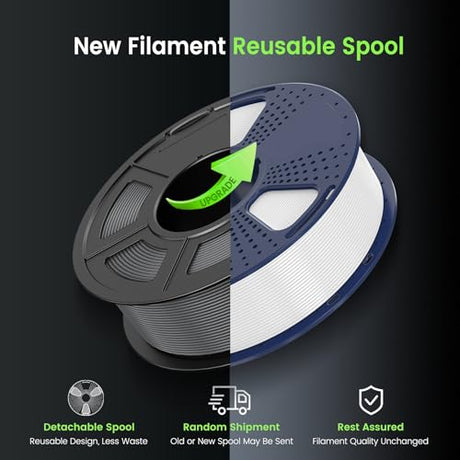 SUNLU PLA 3D Printer Filament PLA Filament 1.75mm, Neatly Wound 3D Printing Filament, Dimensional Accuracy +/- 0.02 mm, Fit Most FDM 3D Printer, 1kg Spool (2.2lbs), Good for Lithophane, White SUNLU