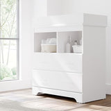 Storkcraft Brookside 2 Drawer Changing Table Dresser (White) – GREENGUARD Gold Certified, Easy-to-Match Chest of Drawers and Cubbies for Nursery and Kids Bedroom, Includes Changing Table Topper Storkcraft
