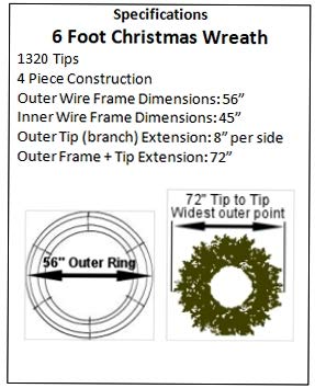 6 Foot (72 inch) LED Christmas Wreath with Pre-lit Red Bow - 600 Warm White LED Lights - Indoor - Outdoor - Commercial Grade - ACWreaths ACWreaths