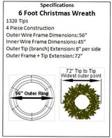 6 Foot L.E.D. Christmas Wreath - 72 inch - 600 Warm White LED Lights - Indoor - Outdoor - Commercial Grade - ACWreaths - Giant Wreath ACWreaths