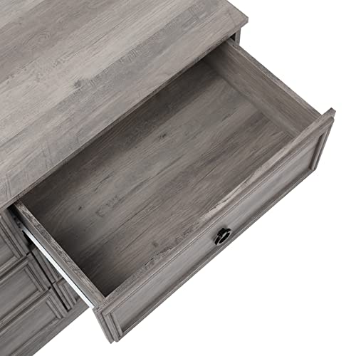 LGHM Modern 6 Drawer Dresser, Dressers for Bedroom, Chest of Drawers Closet Organizers and Storage Clothes - Easy Pulls Handle, Textured Borders Living Room, Hallway, Gray - WoodArtSupply