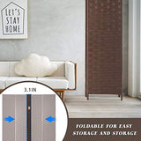 Room Dividers and Folding Privacy Screens 4 Panel 6 ft Foldable Portable Room Seperating Divider, Handwork Wood Mesh Woven Design Room Divider Wall, Room Partitions and Dividers Freestanding, Brown Dkeli