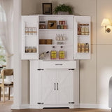 IRONCK 72" Corner Cabinet, Kitchen Pantry Storage Cabinet with Drawer, Spacious Farmhouse Pantry with 3 Adjustable Shelves, 2 Doors Storage, for Kitchen, White IRONCK