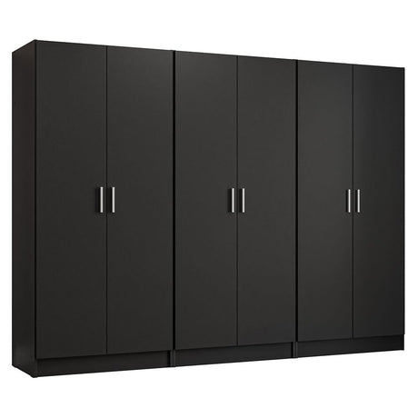 Madesa 6 Doors Storage Cabinet with Ample Shelves Space 94" L Utility Armoire Closet Entryway and Bedroom Organization Unit - Black Madesa