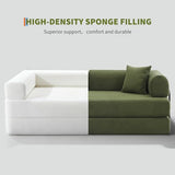 IDEALHOUSE 4 in 1 Convertible Sleeper Sofa Bed Couch, 79 Inch Boneless Corduroy Floor Couch with Pillows, No Assembly, Modern Deep Seat Sofa Futon Mattress for Living Room,Apartment,Green IDEALHOUSE