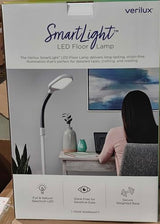 Verilux SmartLight Full Spectrum LED Modern Floor Lamp with Adjustable Brightness, Flexible Gooseneck and Easy Controls - Reduces Eye Strain and Fatigue - Ideal for Reading, Artists, Craft (White) Verilux