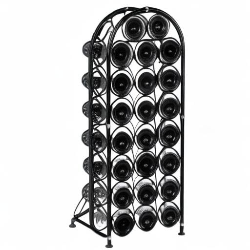 PAG 23 Bottles Arched Freestanding Floor Metal Wine Rack Wine Bottle Holders Stands, Black PAG