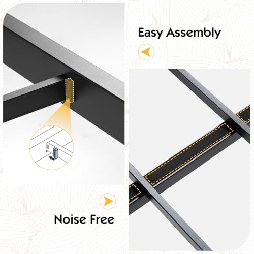 LUXOAK King Farmhouse Bed Frame with Bookcase Headboard and 4 Drawers, LED Storage Bed with Charging Station & Linen Upholstered, No Box Spring Needed, Distressed White LUXOAK