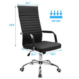 Furmax Ribbed Office Chair High Back PU Leather Executive Conference Chair Adjustable Swivel Chair with Arms, Black Furmax