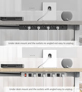CCCEI Corner Mount Angle Power Strip, Under Cabinet Heavy Duty 8 Outlets Power Strip 20Amp, Metal Underneath Desk Plug Surge Protector, Wall Mountable, for Garage, Shop, Kitchen, 6FT Extension Cord. CCCEI