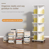 VECELO 4-Tier Rotating Corner Bookshelf with Wheels and Acrylic Dividers - Stylish Storage Solution for Home and Office VECELO