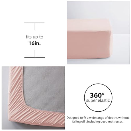 Anluoer Twin Comforter Set 5 Piece, Pink Bed in a Bag with Sheets, All Season Ruffle Shabby Chic Bedding Sets with 1 Comforter, 1 Pillow Sham, 1 Pillowcase, 1 Fitted Sheet Anluoer